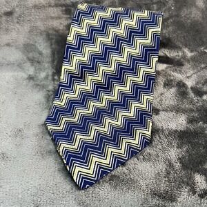 Dion Signature 100% Italian Silk 57" x4" Necktie Navy Gold White Repp Tie